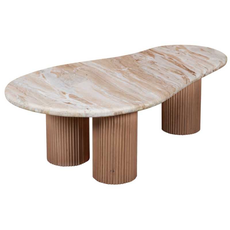 Ashford Natural Marble & Wood Pedestal Coffee Table