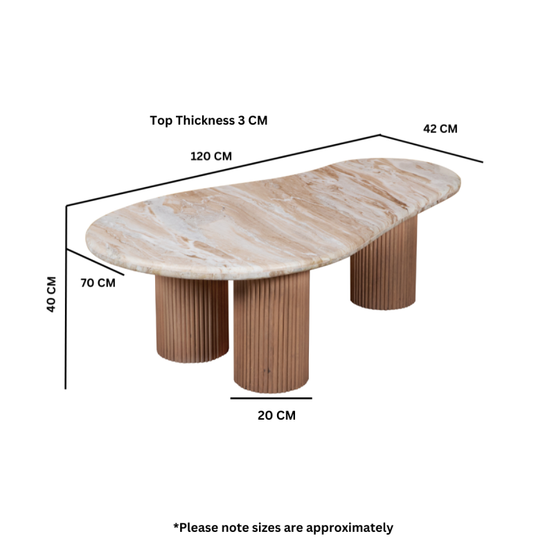 Ashford Natural Marble & Wood Pedestal Coffee Table