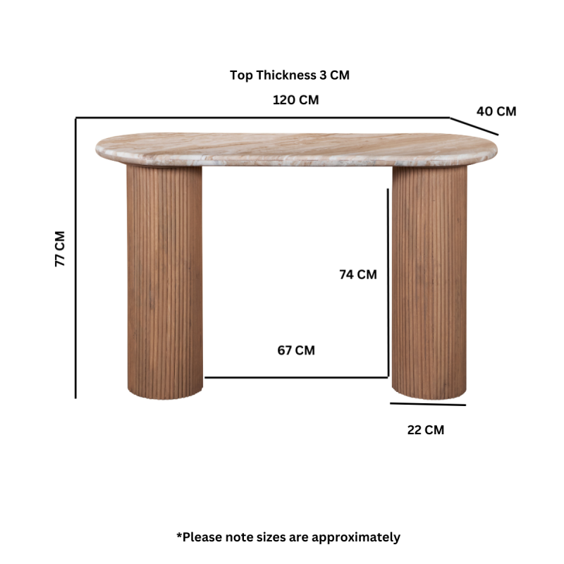 Ashford Natural Marble & Wood Pedestal Console Table