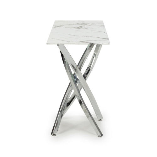 Astoria Console Table In White Marble Effect With Chrome Legs