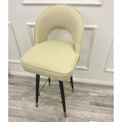Astra Cream Leather Bar Stools in Pair - Furniture One Shop