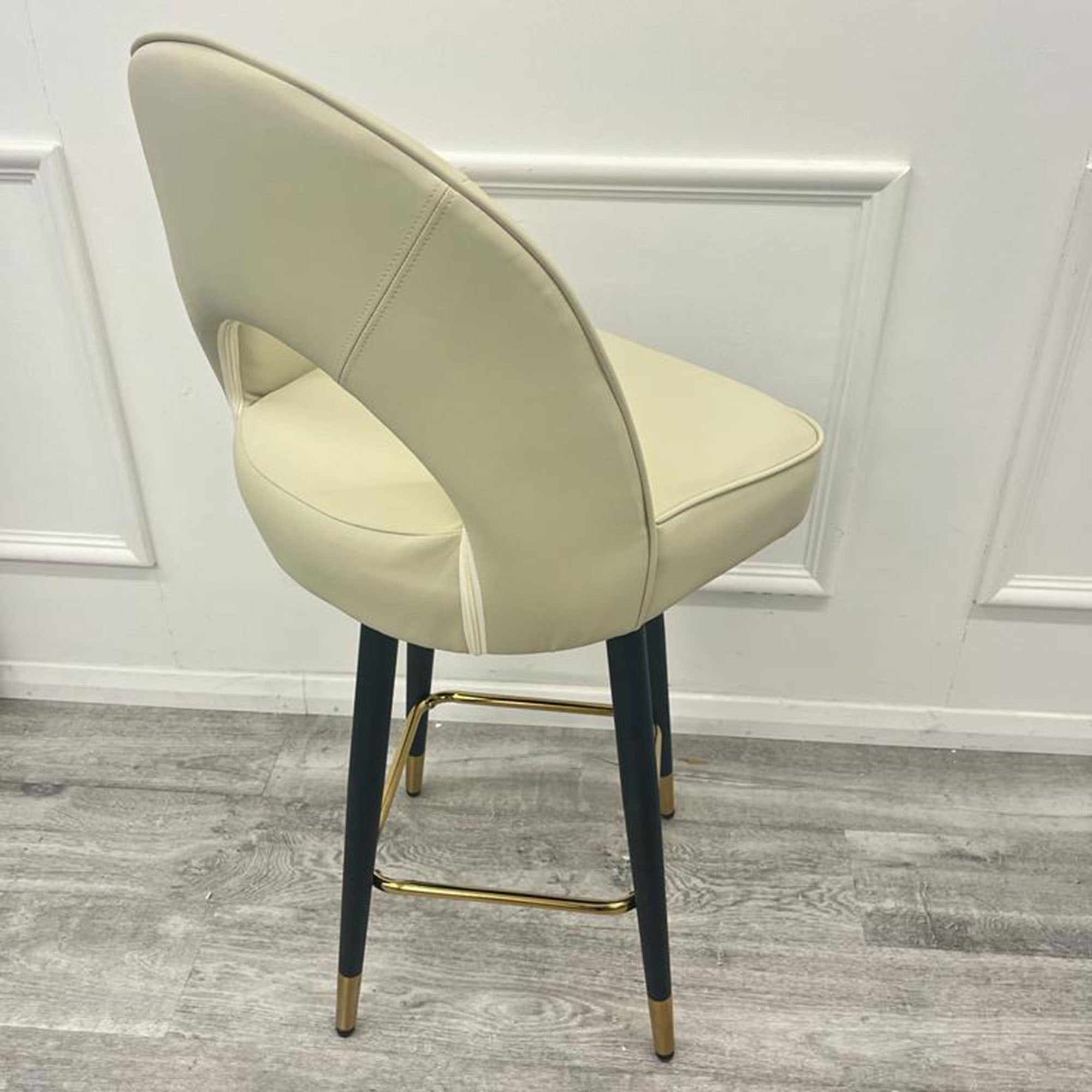 Astra Cream Leather Bar Stools in Pair