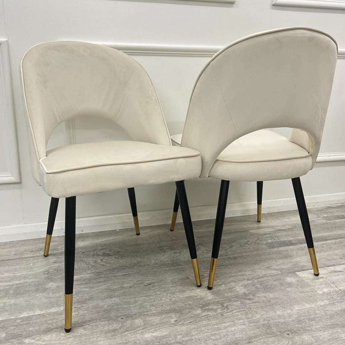 Astra Beige Velvet Dining Chairs in Pair