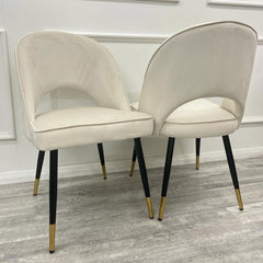 Astra Beige Velvet Dining Chairs in Pair