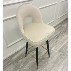 Astra Cream Velvet Bar Stools in Pair - Furniture One Shop