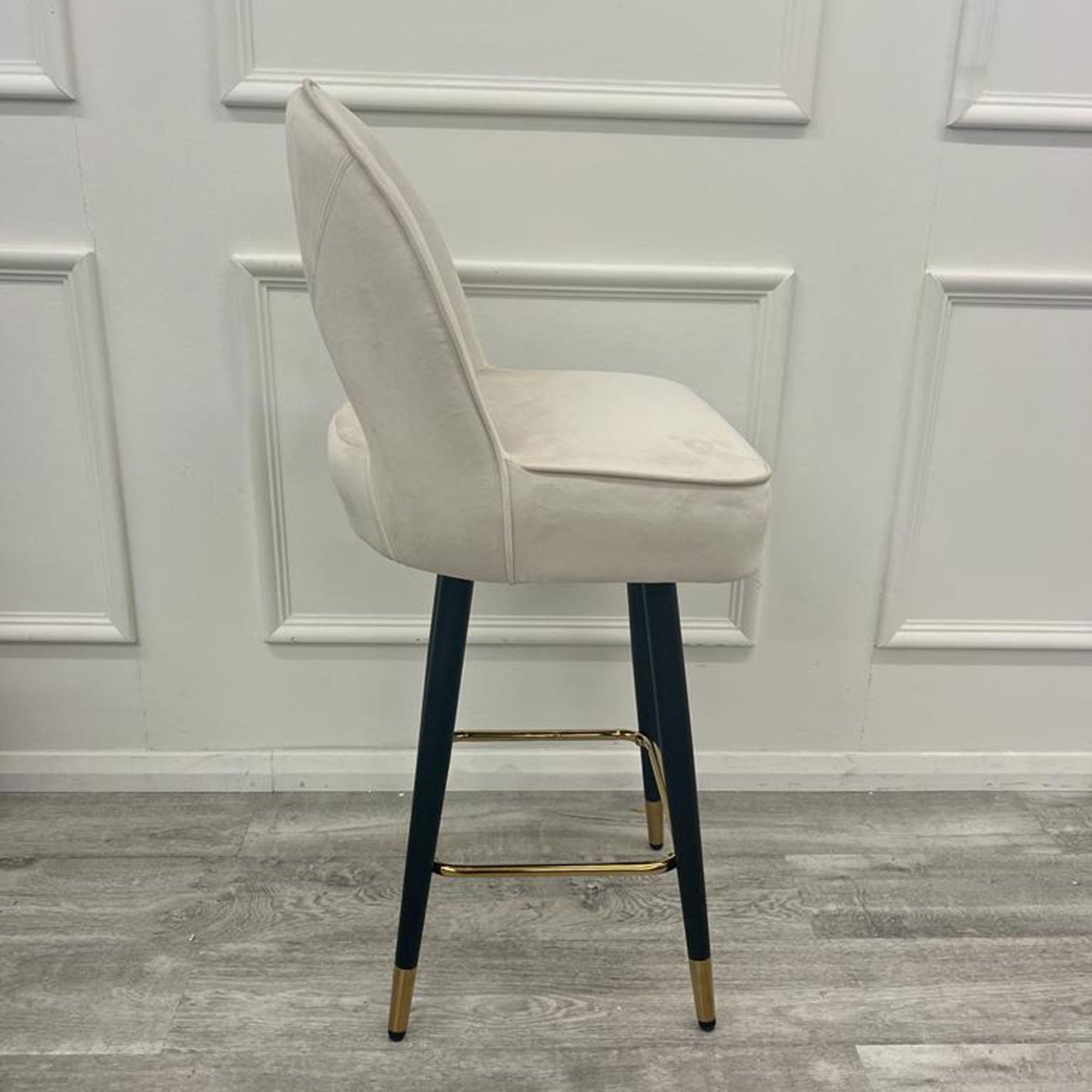 Astra Cream Velvet Bar Stools in Pair