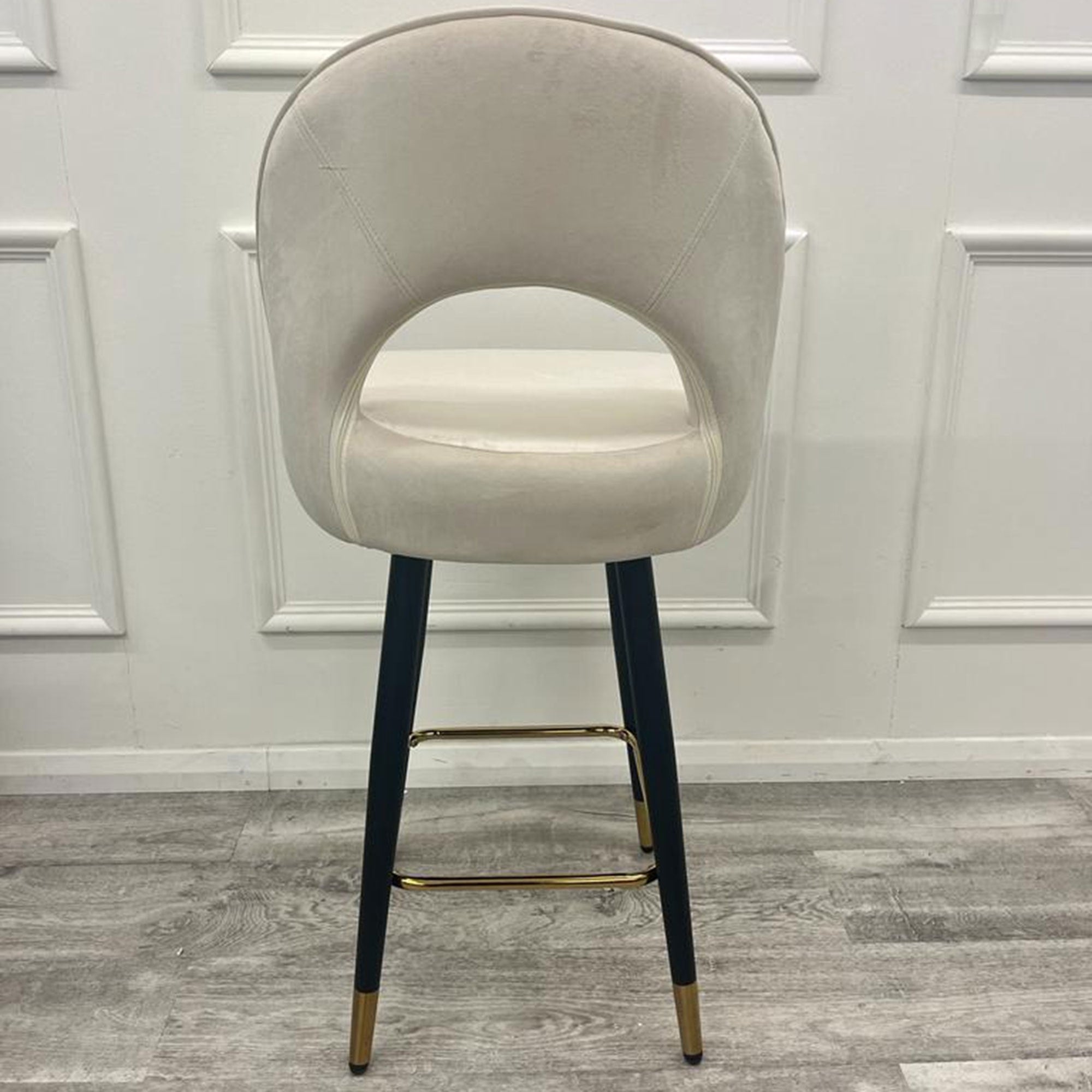 Astra Cream Velvet Bar Stools in Pair