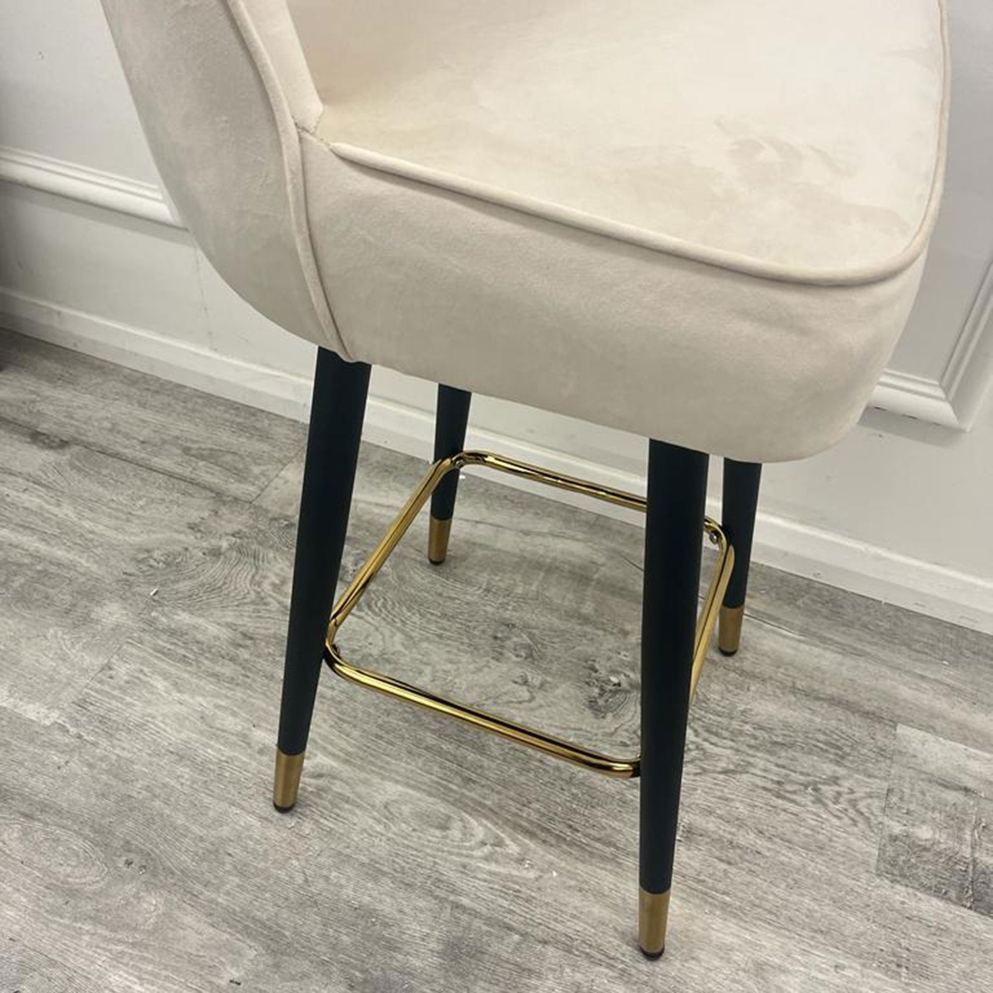 Astra Cream Velvet Bar Stools in Pair