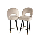 Astra Cream Velvet Bar Stools in Pair