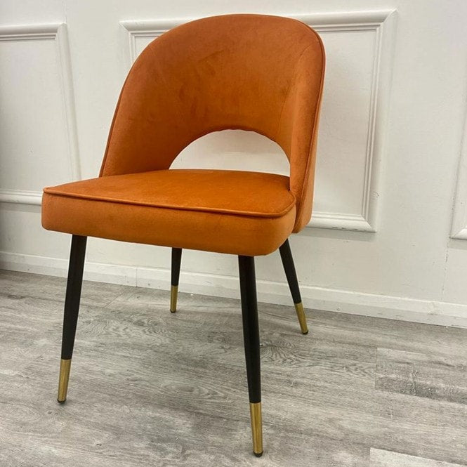 Astra Rust Velvet Dining Chairs in Pair