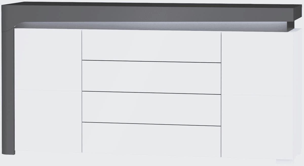 Athens Grey And White Gloss 2 Door 4 Drawer Sideboard With Lights