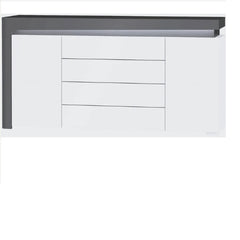 Athens Grey And White Gloss 2 Door 4 Drawer Sideboard With Lights