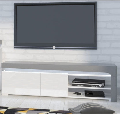 Athens Grey And White Gloss TV Stand