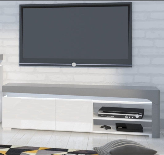 Athens Grey And White Gloss TV Stand