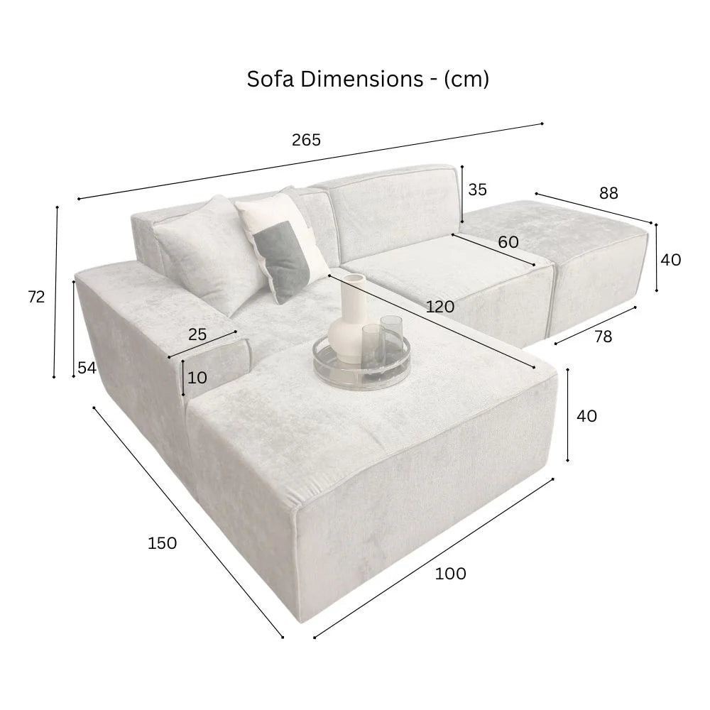 Atlanta Modula Right Hand Corner Sofa in Cream Textured Chenille