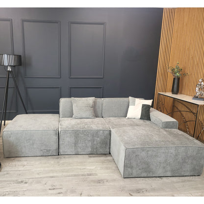 Atlanta Modula Right Hand Corner Sofa in Grey Chenille