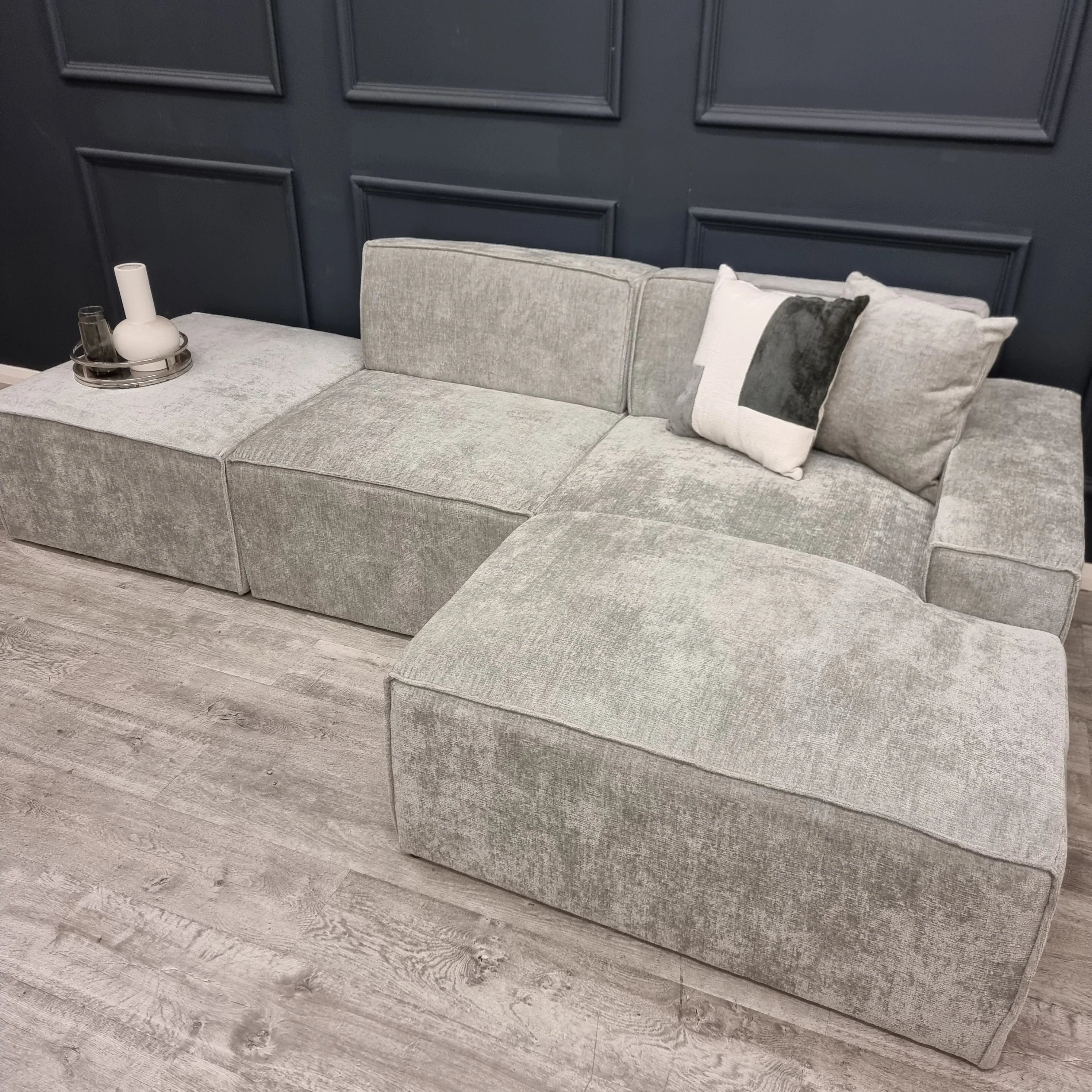 Atlanta Modula Right Hand Corner Sofa in Grey Chenille