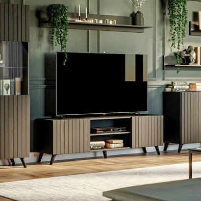 Atlantis Large TV Stand In Matt Black