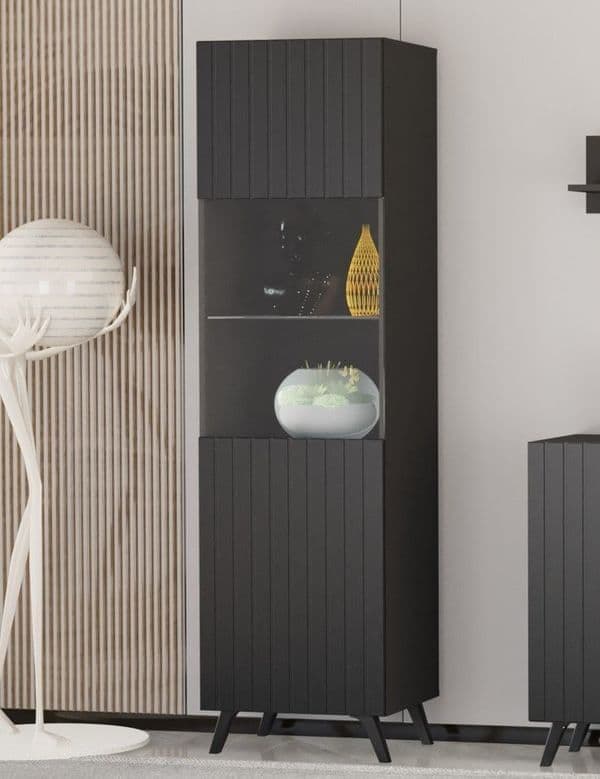 Atlantis Tall Display Cabinet In Matt Black