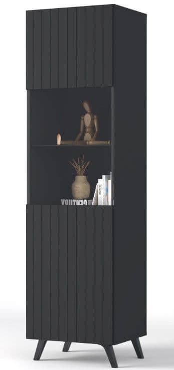 Atlantis Tall Display Cabinet In Matt Black