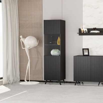 Atlantis Tall Display Cabinet In Matt Black