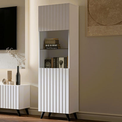 Atlantis Tall Display Cabinet In Matt White