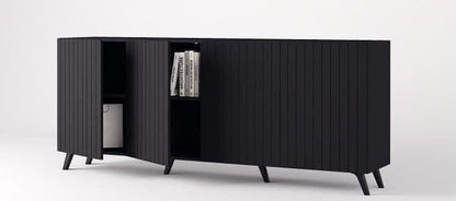 Atlantis Wide Sideboard With 4 Doors In Matt Black