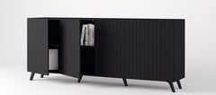 Atlantis Wide Sideboard With 4 Doors In Matt Black