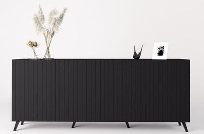 Atlantis Wide Sideboard With 4 Doors In Matt Black