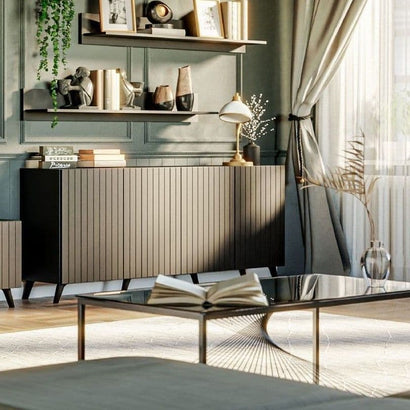 Atlantis Wide Sideboard With 4 Doors In Matt Black