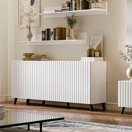 Atlantis Wide Sideboard With 4 Doors In Matt White