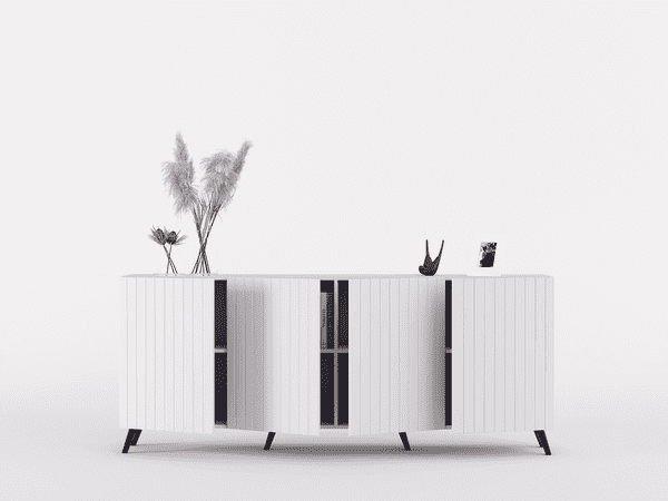 Atlantis Wide Sideboard With 4 Doors In Matt White