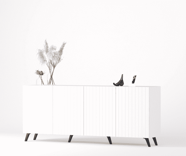 Atlantis Wide Sideboard With 4 Doors In Matt White