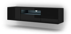 Aura Floating TV Stand in Black Gloss 150cm