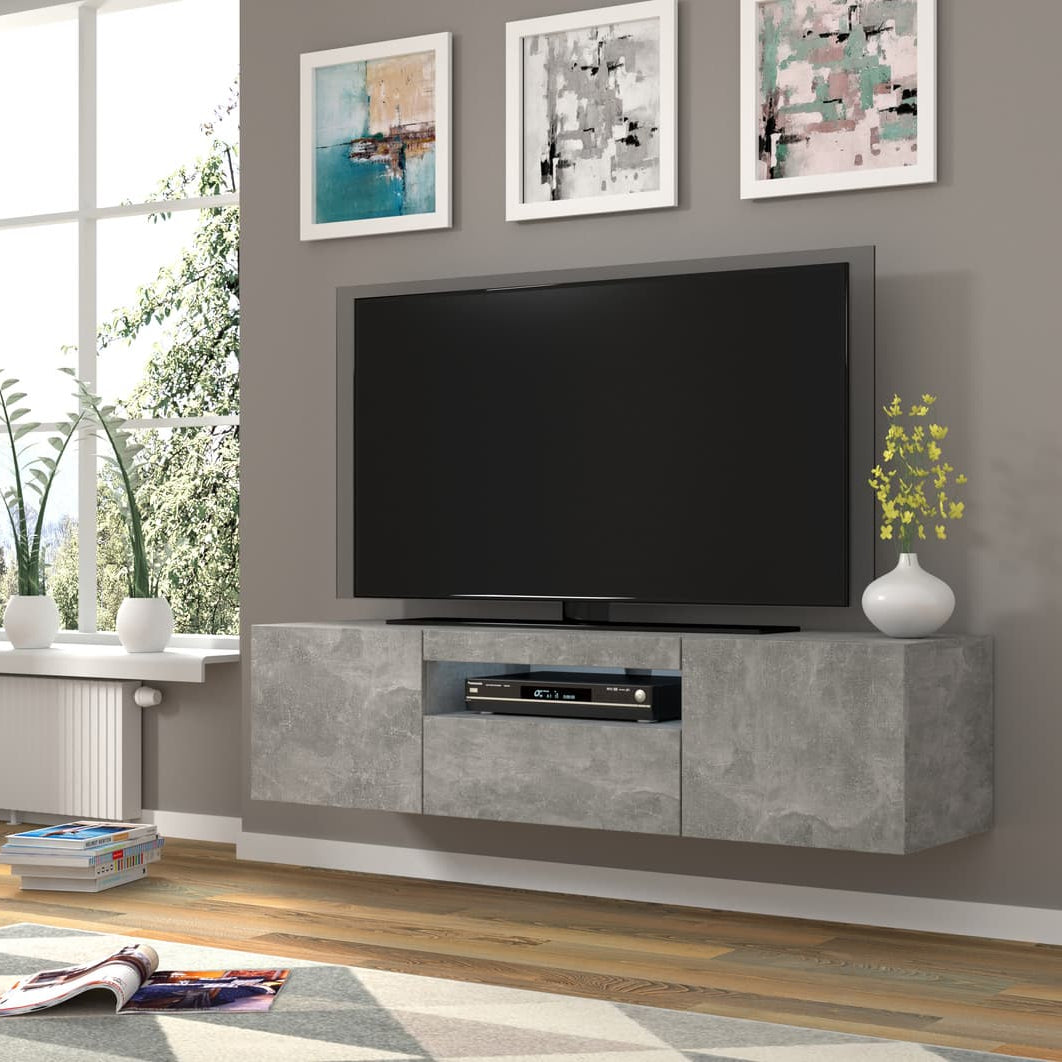 Aura Floating TV Stand in Concrete Grey 150cm