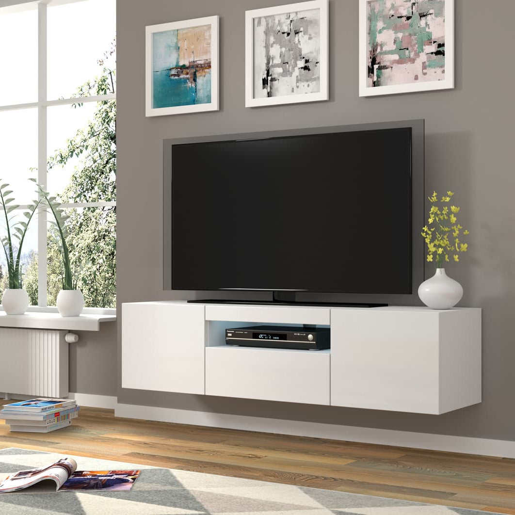 Aura Floating TV Stand in White Gloss 150cm