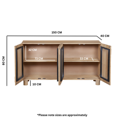 Austin Solid Wooden Large Sideboard With 4 Doors