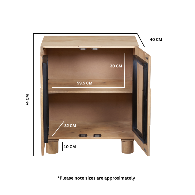 Austin Solid Wooden Small Sideboard With 2 Doors