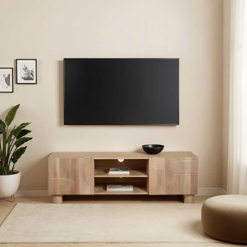 Austin Solid Wooden Small TV Stand With 2 Doors