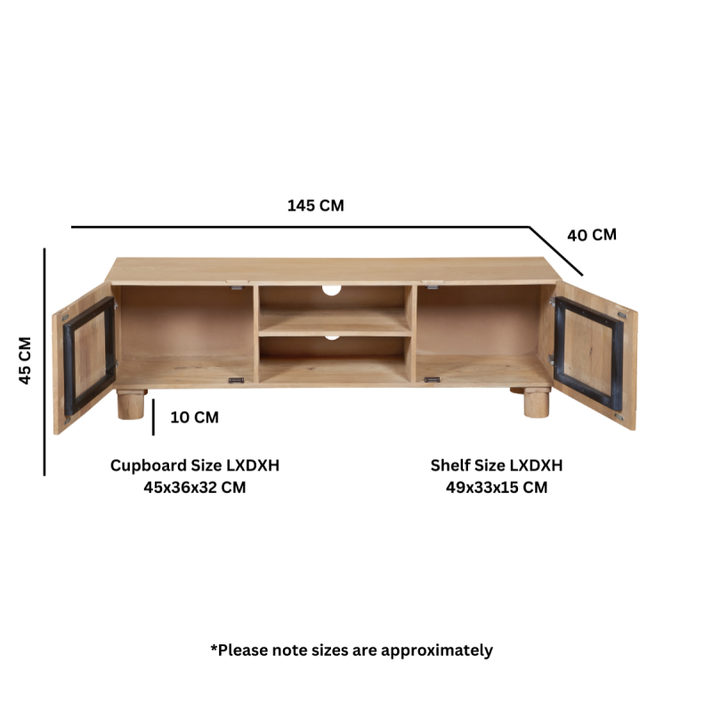 Austin Solid Wooden Small TV Stand With 2 Doors