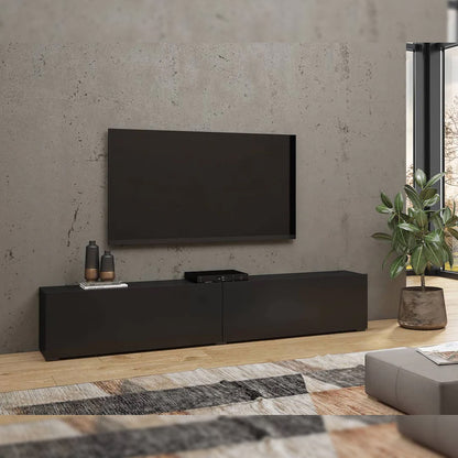Ava Large Floating TV Unit in Matt Black - 180cm - Wall Mount - UK