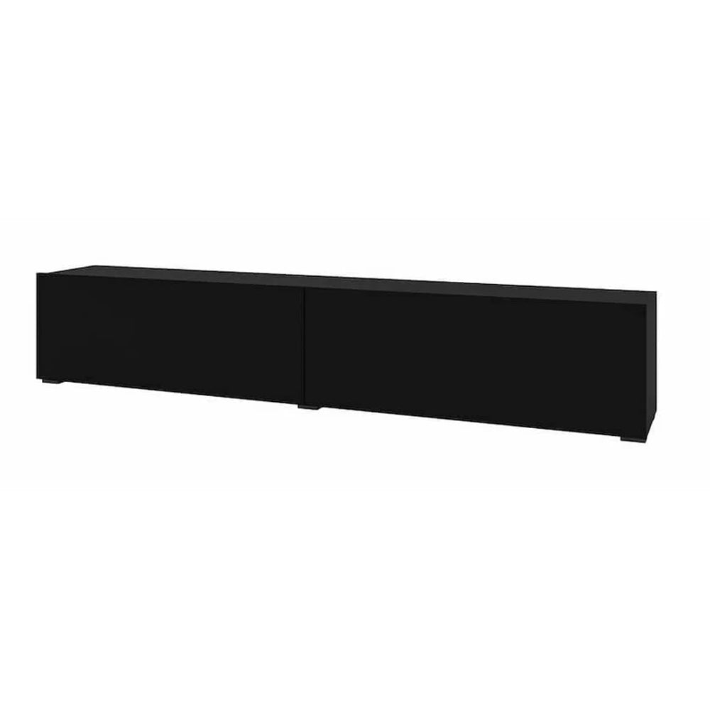 Ava Large Floating TV Unit in Matt Black - 180cm - Wall Mount - UK