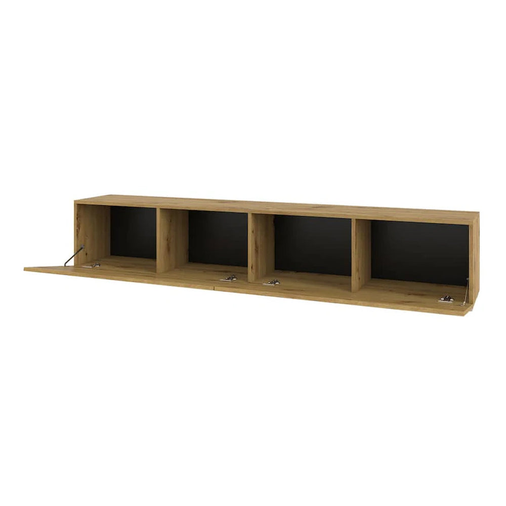 Ava Large Floating TV Unit in Oak Artisan - 180cm - Wall Mount - UK