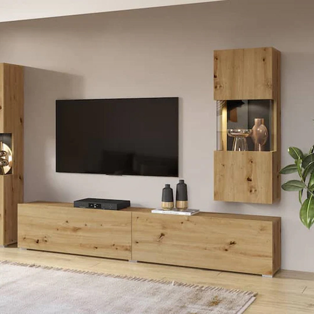 Ava Large Floating TV Unit in Oak Artisan - 180cm - Wall Mount - UK