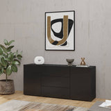 Ava Wooden Sideboard with 2 Doors and 3 Drawers in Black Matt - 140cm