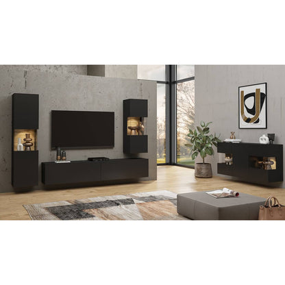 Ava Wooden Sideboard with 2 Doors and 3 Drawers in Black Matt - 140cm