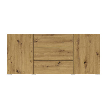 Ava Wooden Sideboard with 2 Doors and 3 Drawers in Oak Artisan - 140cm