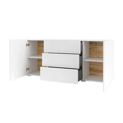 Ava Wooden Sideboard with 2 Doors and 3 Drawers in White Matt - 140cm