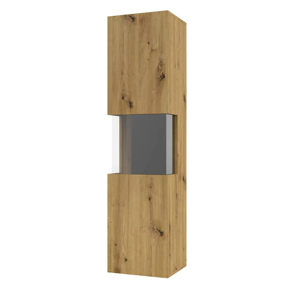 Ava Wooden Tall Display Cabinet in Oak Artisan