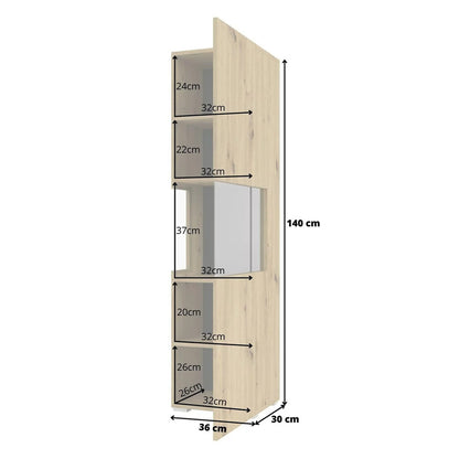 Ava Wooden Tall Display Cabinet in Oak Artisan